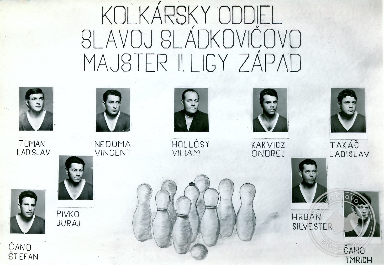 Kolkársky oddiel Slavoja Sládkovičovo na table zo začiatku 70. rokov 20. storočia.